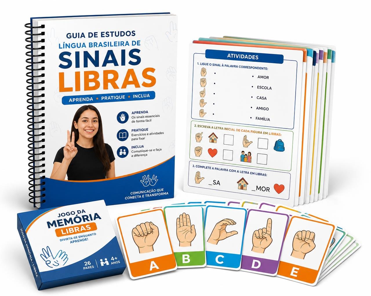 Super Combo da Libras: guia de estudos, kit de atividades e jogo da memória